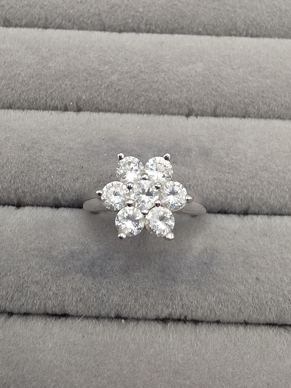 Classic White Floral Cluster Ring Size 7 - Women Jewelry